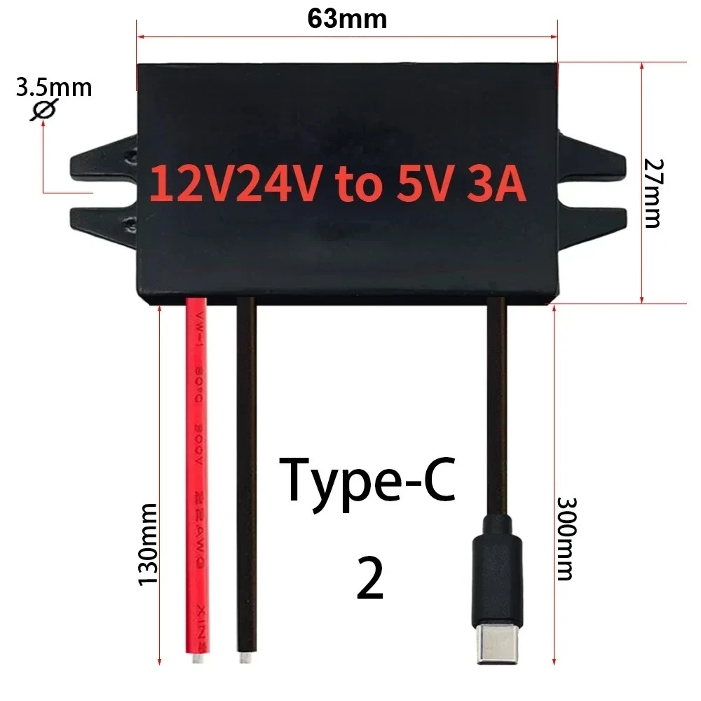 15W 12V 24V a 5V 3A DC-DC convertidor reductor regulador módulo de fuente de alimentación Mini USB Micro USB macho hembra tipo C adaptador - imagen 3