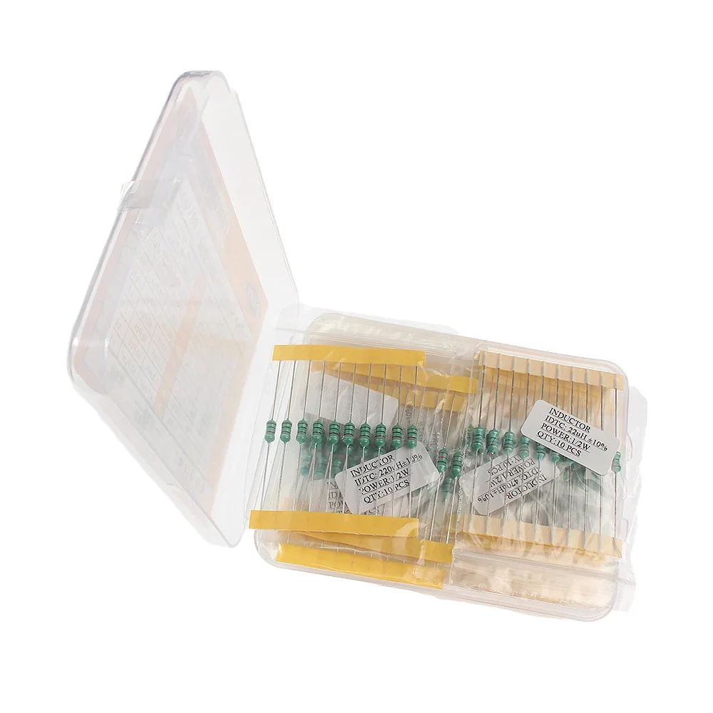 Juego de inductores de anillo de Color, Kit surtido de inductores de potencia de 200 vatios para bricolaje electrónico, 20 valores, 1/2W, ~ 4.7mH 1uH, 0,5 unids/lote por caja - imagen 4