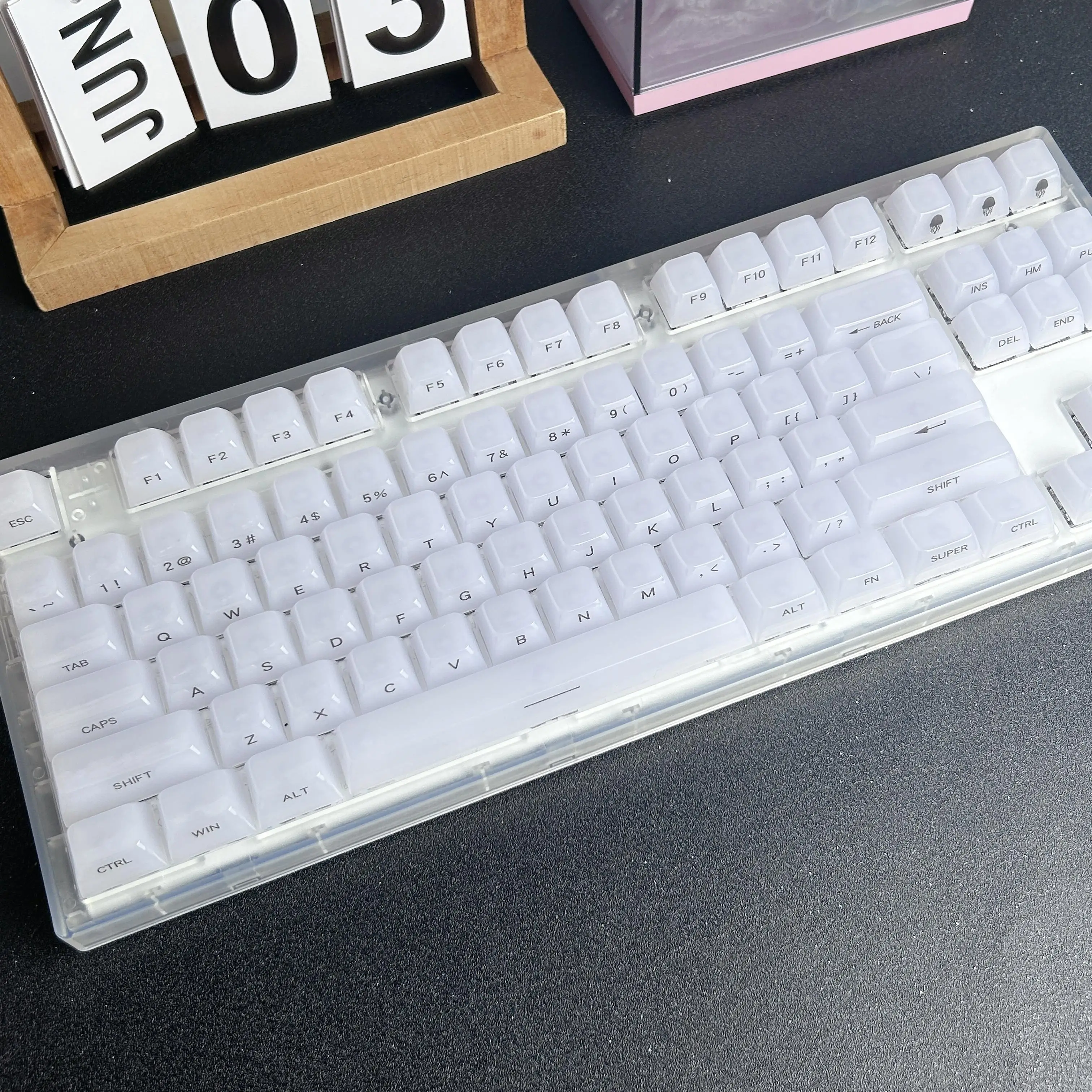 Teclas con grabado lateral de Jade de hielo, perfil MDA, teclas de gelatina translúcidas para PC, tapas de teclado mecánico de medusas transparentes de niebla blanca - imagen 3