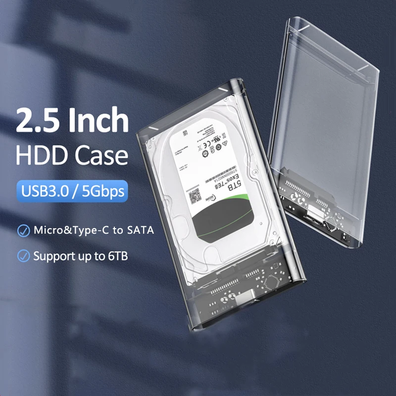 Caja HDD externa USB3.0, carcasa para disco duro de 2,5 pulgadas, rápida, 5Gbps, USB a Micro B SATA HDD SSD, carcasa para disco duro para ordenador portátil - imagen 2