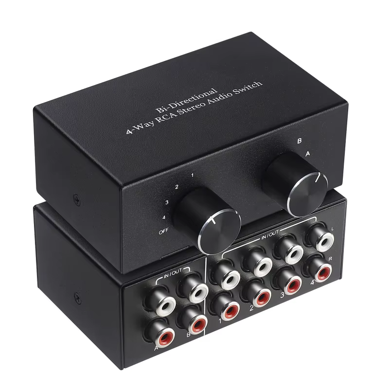 Selector RCA Estéreo 2x4 – Conmutador Bidireccional Y3ND