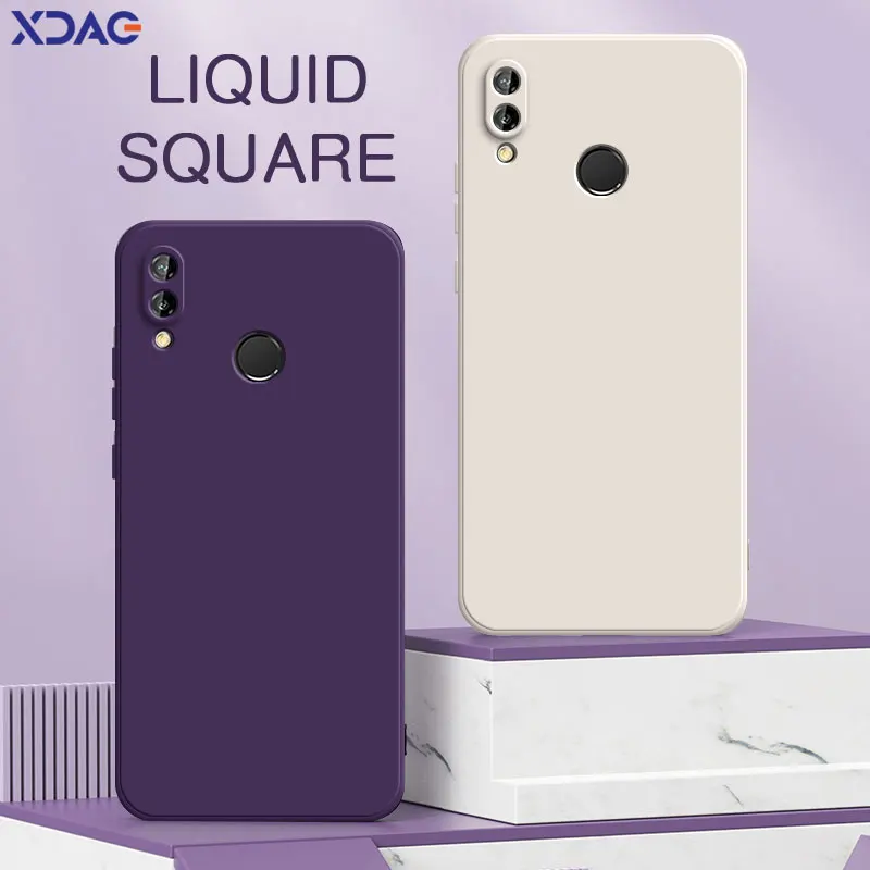 Funda trasera cuadrada de silicona líquida para teléfono móvil Huawei P20 Pro Lite 2019, accesorios de Funda suave
