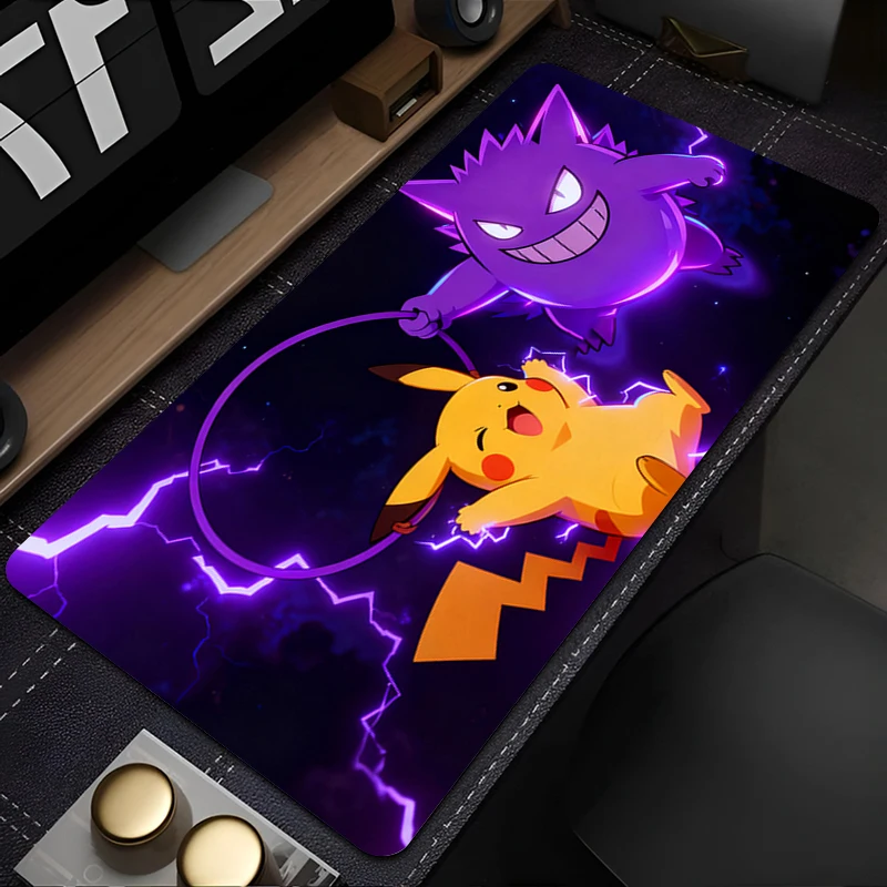 Alfombrilla de ratón de Anime para Gamer, alfombrilla de ratón para juegos P-Pokemons P-Pikachus y G-gengar, alfombrilla de escritorio, alfombrilla para teclado de gabinete de ordenador y oficina - imagen 2