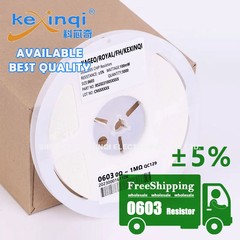 5000 Uds 0603 5% resistencia SMD 0R ~ 10M 1/10W 1 10 47 100 220 330 Ohm 1K 4,7 K 10K 22K 100K 1R 10R 100R 220R 330R