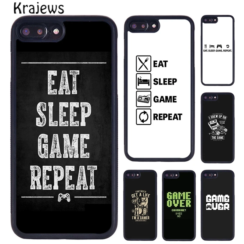 Krajews Eat Sleep Game repetir funda de teléfono para iPhone 17 Air 16 15 14 Plus 11 12 13 Pro Max funda coque