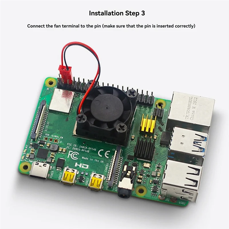 Kit de ventilador de refrigeración para Raspberry Pi 4B, con disipador de calor de aluminio y almohadilla de silicona, refrigeración mejorada para un rendimiento óptimo