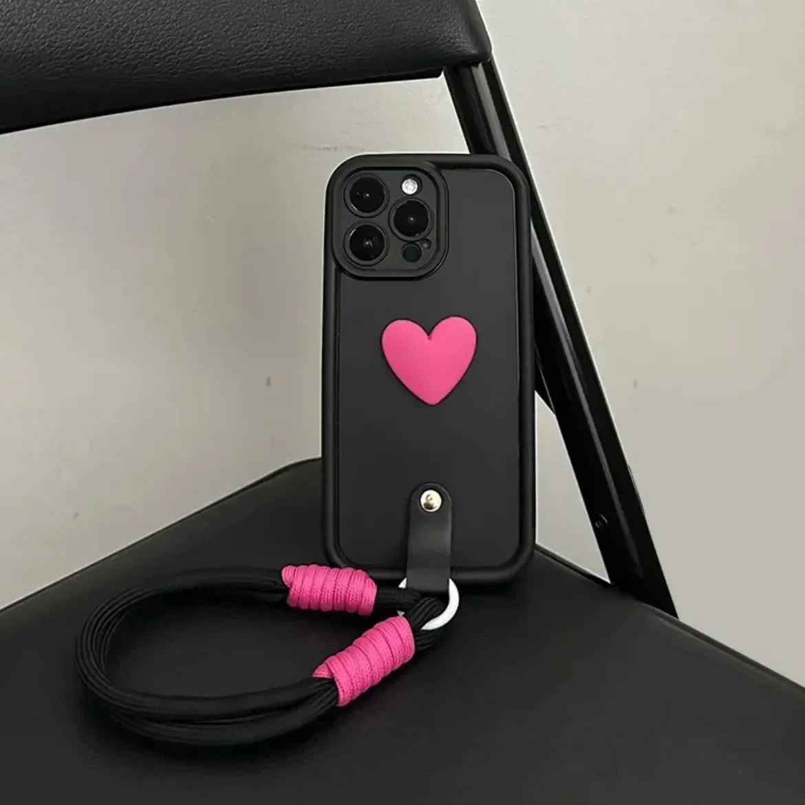 Funda de silicona con cordón cruzado para Iphone, carcasa con correa para la muñeca, soporte para teléfono, 16 Pro Max Plus - imagen 5