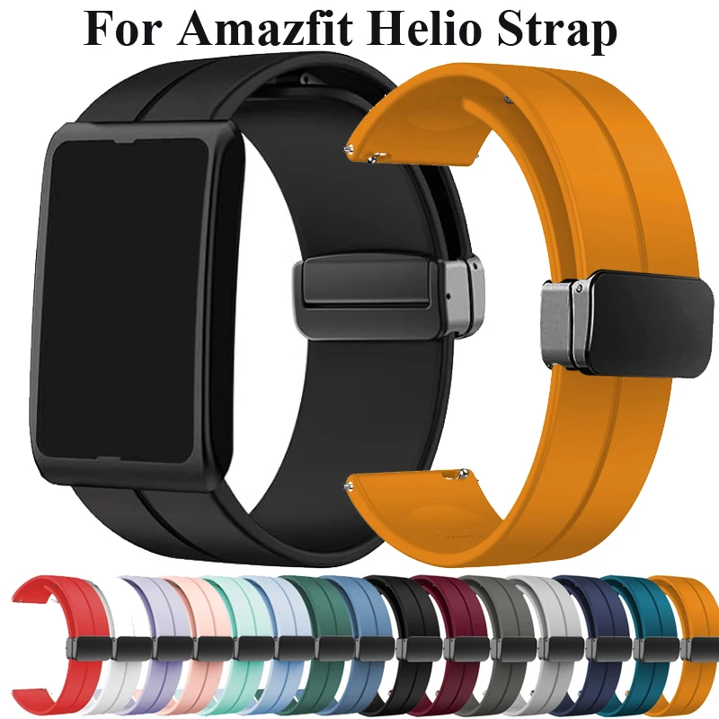 Correa magnética de silicona de 20mm y 22mm para Amazfit Helio, correa deportiva para Amazfit Helio/Bip 3 6 5/Cheetah Pro-Round/Active 2/Balance 2