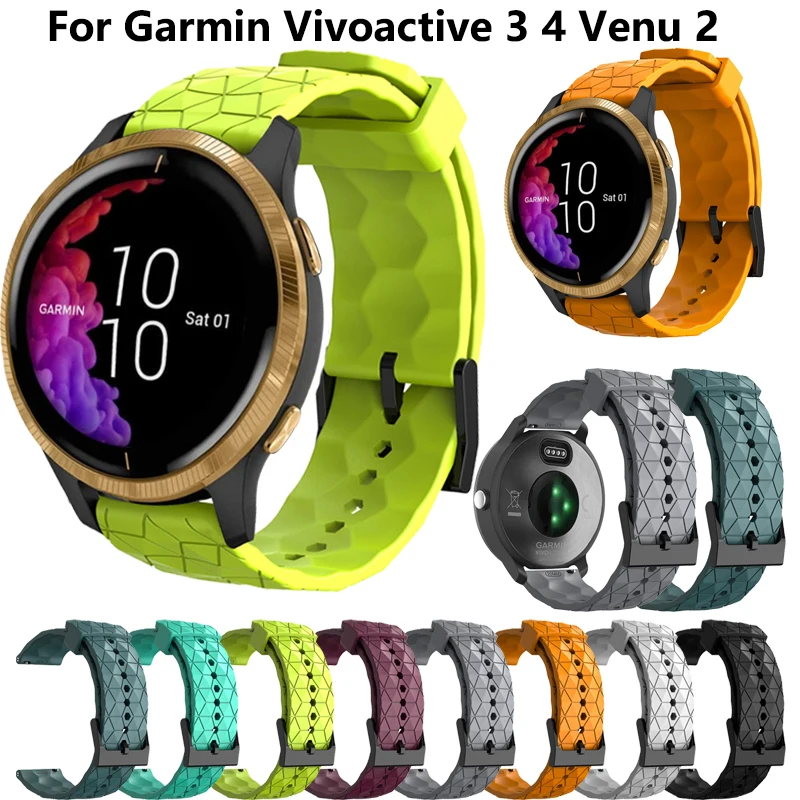 Correa de impresión de 20mm y 22mm para reloj Garmin Vivoactive 3 4, Venu 2 2s SQ Forerunner 645, pulsera de silicona para reloj inteligente
