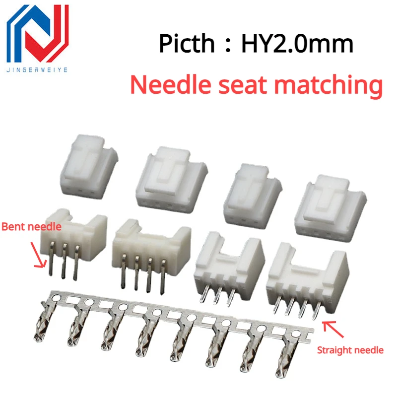 20 set/lote conector de paso Hy2.0mm con cerradura PCB Terminal de cableado de asiento de Pin de enchufe de una sola fila 2P 3 4 5 6 7 8 9 10P