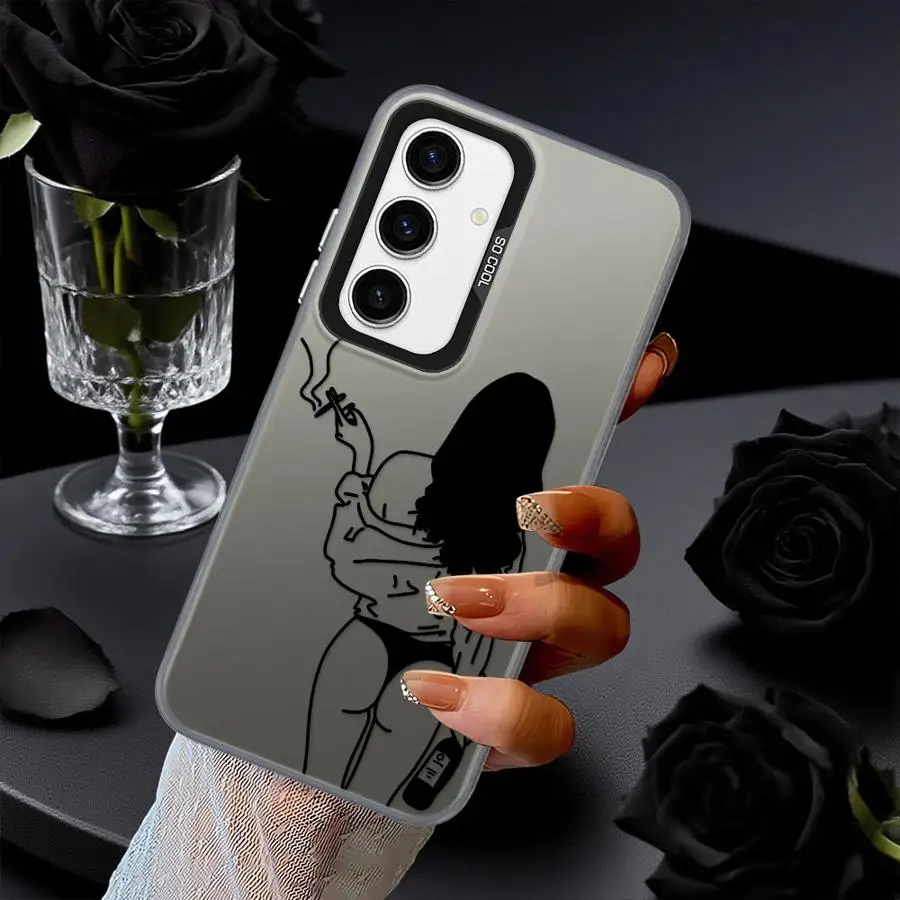 Funda trasera de teléfono para Samsung Galaxy A53 A24 A26 A22 A52 A32 A33 A34 A73 A36 A25 A23 Line Art Beautifu - imagen 4