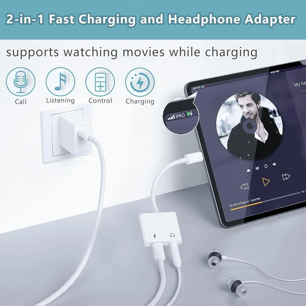 Adaptador de cargador y auriculares USB C a 3,5 mm 2 en 1 tipo C a conector de audio con dongle de carga PD para Samsung Xiaomi Huawei - imagen 5