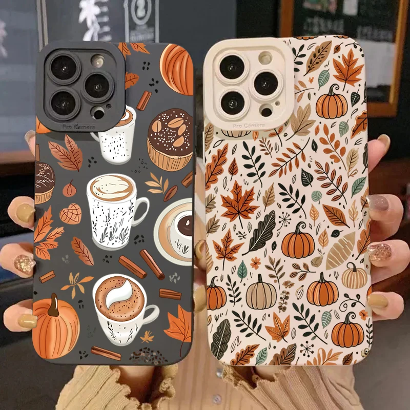 Funda de teléfono Vintage con diseño de hoja de arce y calabaza para Xiaomi Redmi Note 14, 13, 12, 11 Pro Plus, 5G, 12S, 11S, Redmi 13C, 14C, funda de silicona - imagen 2