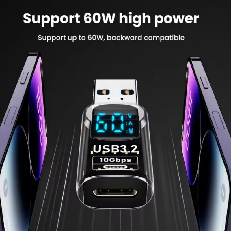 Adaptador de pantalla Digital USB 3,2, convertidor USB macho a USB hembra de 10Gbps, adaptador USB C de transferencia de datos de carga rápida para PC y portátil - imagen 4