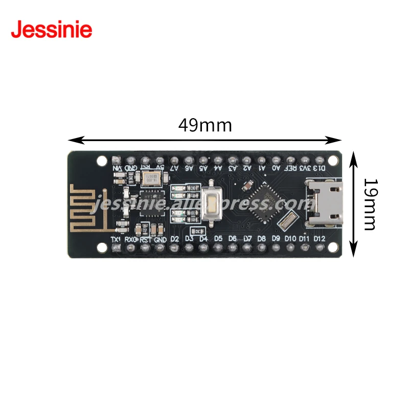 Placa de desarrollo RF-Nano ATMEGA328P Nano 3,0 NRF24L01 inalámbrica 2,4G CH340 módulo de puerto serie Micro tipo C para Arduino 2 uds/1 ud. - imagen 4