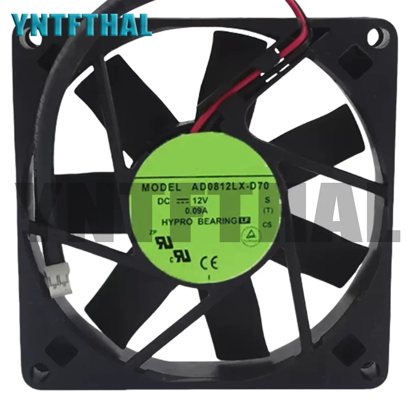 Nuevo AD0812LX-D70 DC 12V 0.09A 2 cables 80x80x15mm ventilador