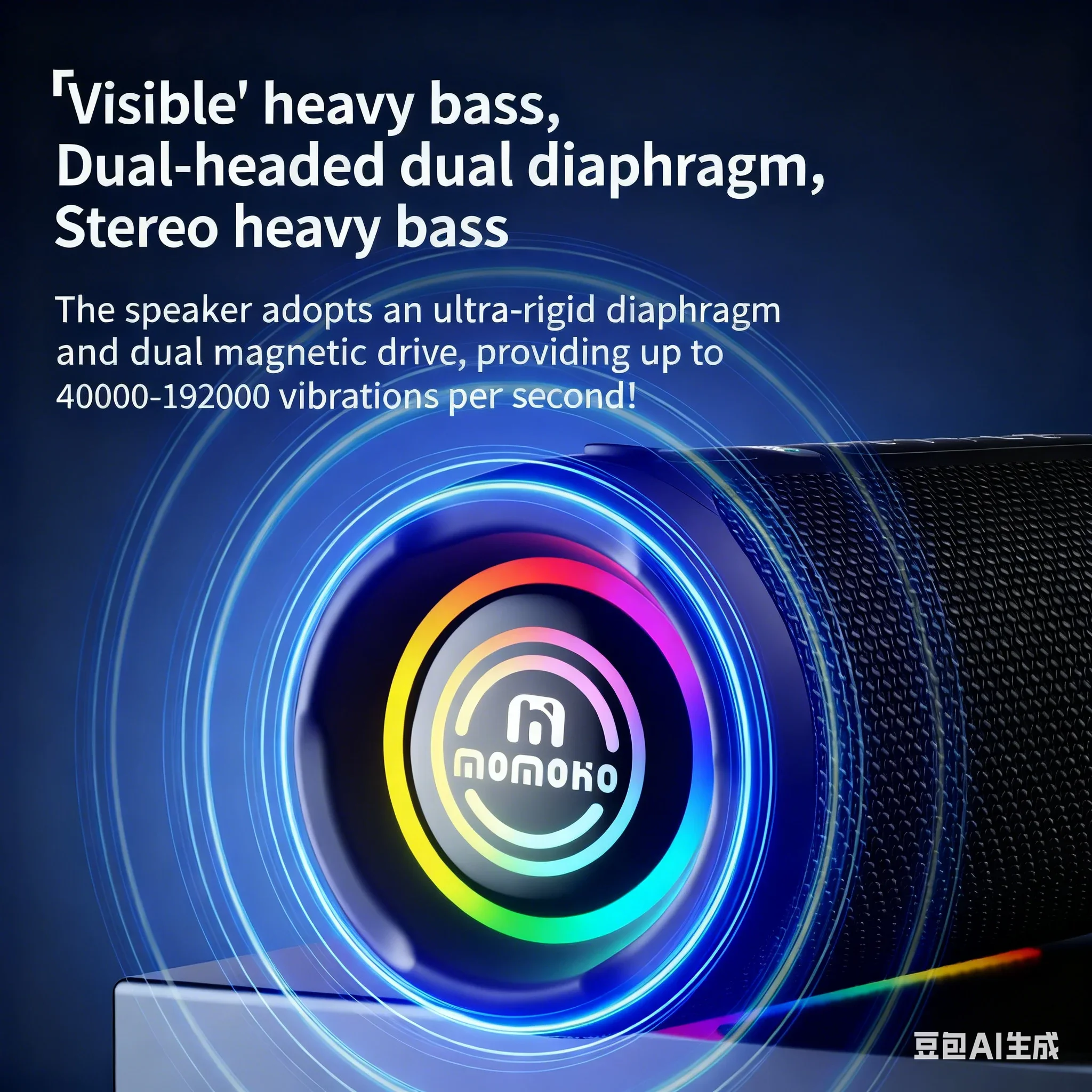 Momoko Altavoces Bluetooth de graves pesados de 40 W, altavoz inalámbrico con luz RGB resistente al agua IPX8 con sonido sin pérdidas FLAC para fiestas al aire libre - imagen 5