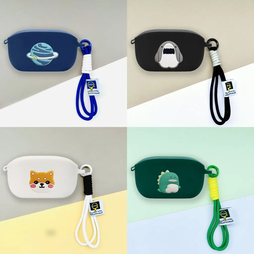 Para JBL Wave100 TWS funda protectora a prueba de golpes Linda cerdito tiburón cordón colgante JBL VIBE100 TWS funda suave de silicona