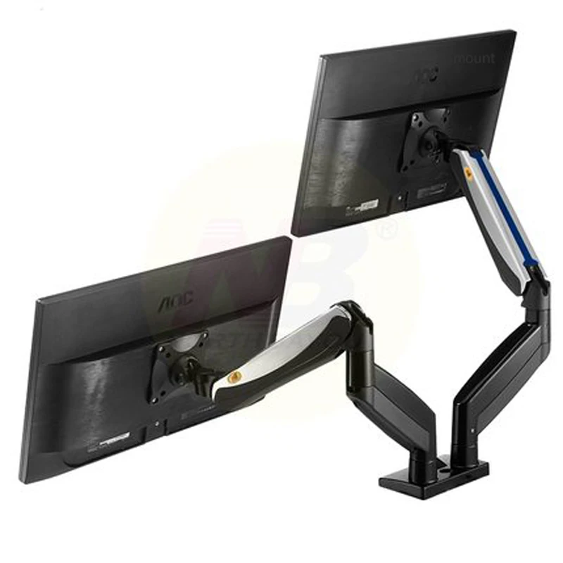 NB F185A brazo de resorte de Gas de aluminio movimiento completo 2-8kg 22-27 pulgadas soporte de Monitor LCD Dual soporte de computadora soporte con USB3.0 - imagen 5