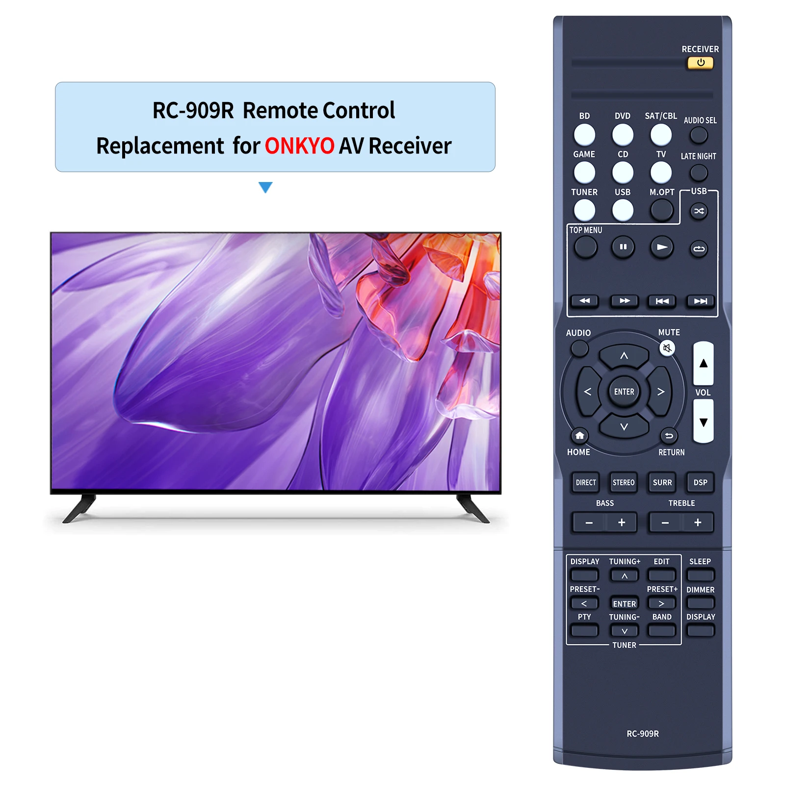 Mando a distancia Receptor AV para Onkyo, RC-909R, HTS3800, HTS3900, HTR397, HTP395, nuevo - imagen 2