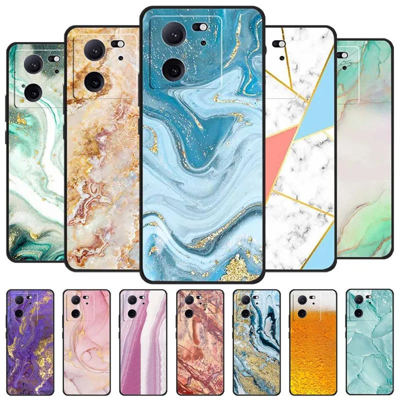 Para Xiaomi 13T Pro 5G funda Mi 13TPro 23078PND5G cubierta de teléfono de silicona suave pintada de mármol en Xiaomi 13 T Pro TPU a prueba de golpes Coque