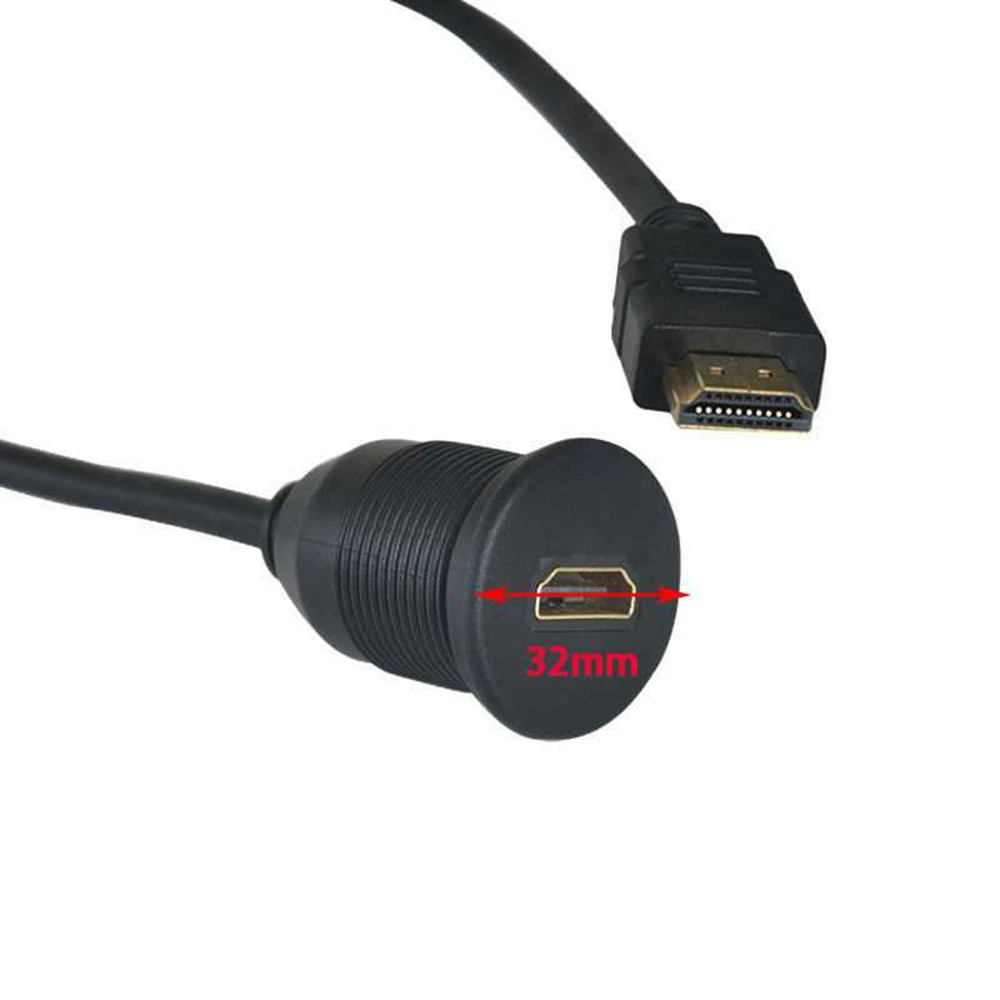 Conector de montaje para coche compatible con HDMI, cable de extensión para camión, barco, motocicleta, Dashba ord montado empotrado con placa de montaje - imagen 3