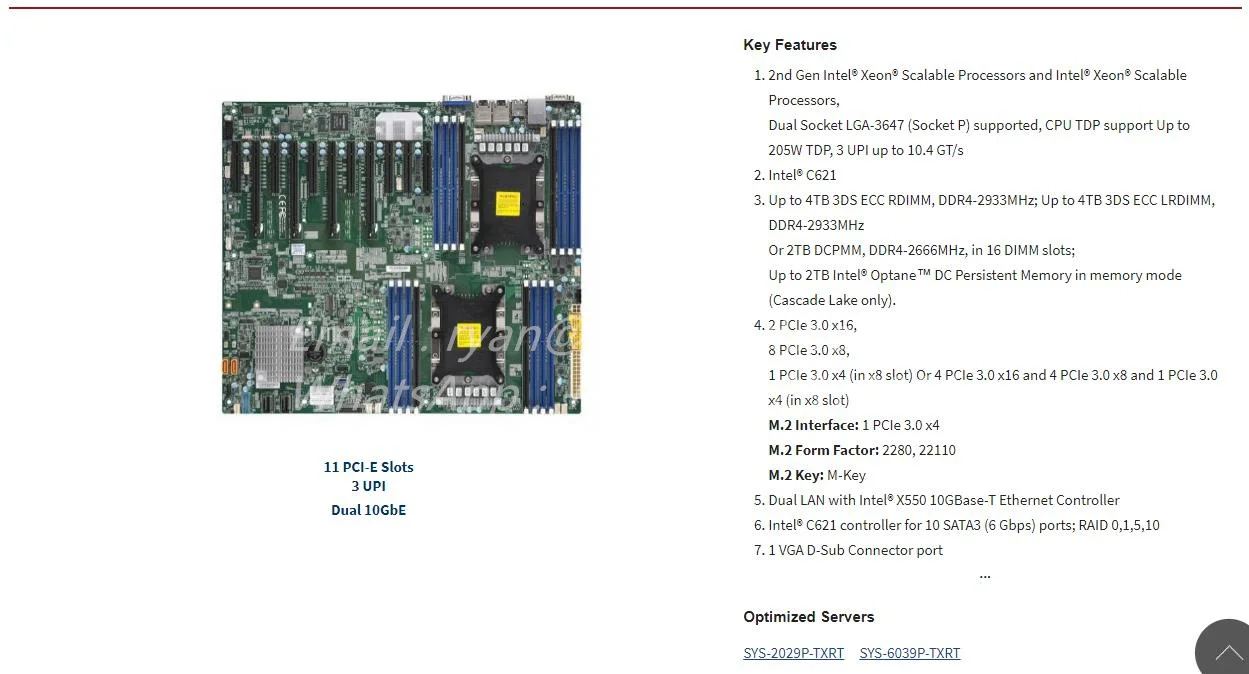 X11DPX-T para ranuras Supermicro 11 PCI-E, 3 UPI, placa base Dual 10GbE, procesador Xeon escalable - imagen 4