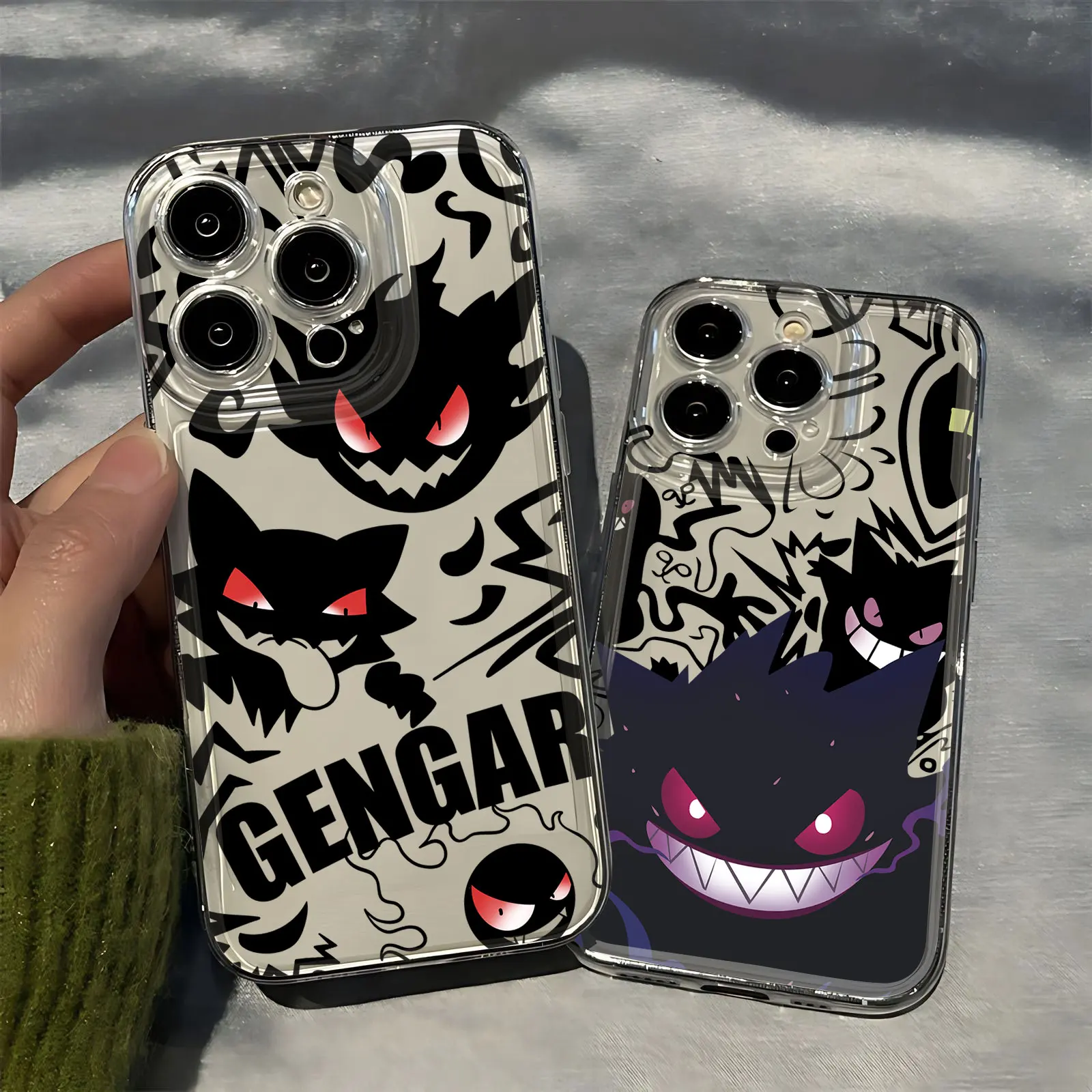 Funda de Pokémon Gengar para iPhone, carcasa transparente, color negro, para modelos 16, 15, 14, 13, 12, 11 Mini Pro Max, X, XR, XSMax, 7, 8 Plus, SE20, novedad - imagen 3