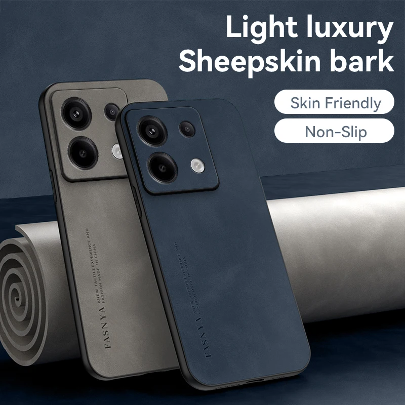 Funda de silicona con textura de cuero de lujo para Xiaomi POCO X6 Pro 5G, cubierta trasera de piel de oveja - imagen 2