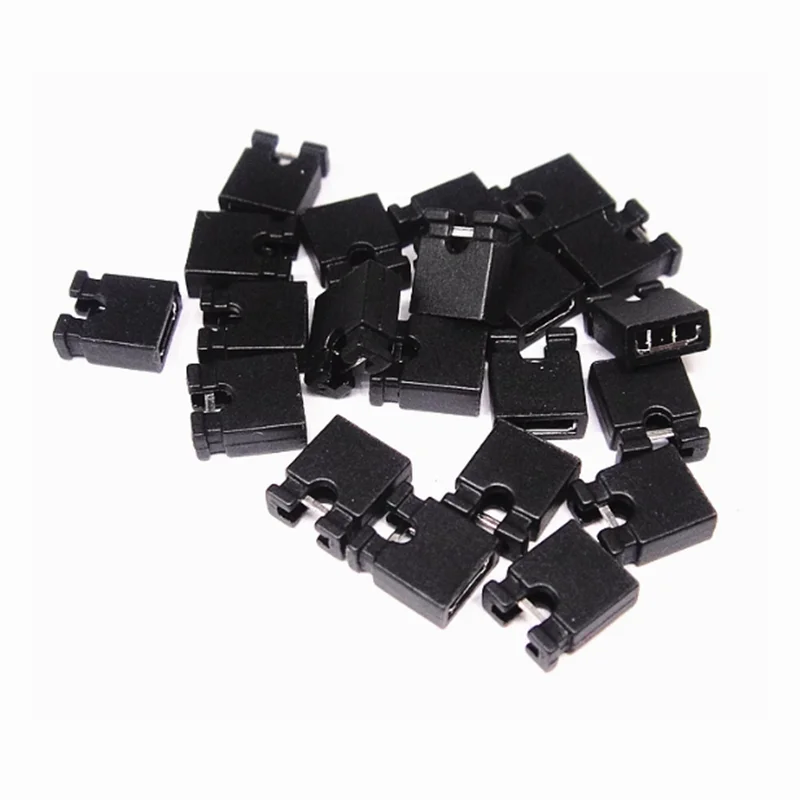 100 Uds 1,27mm 2,0mm 2,54mm paso tapa de puente superior abierta/tapa de puente apertura negra 1,27 2,0 bloque de conexión de cabecera de 2,54 pines