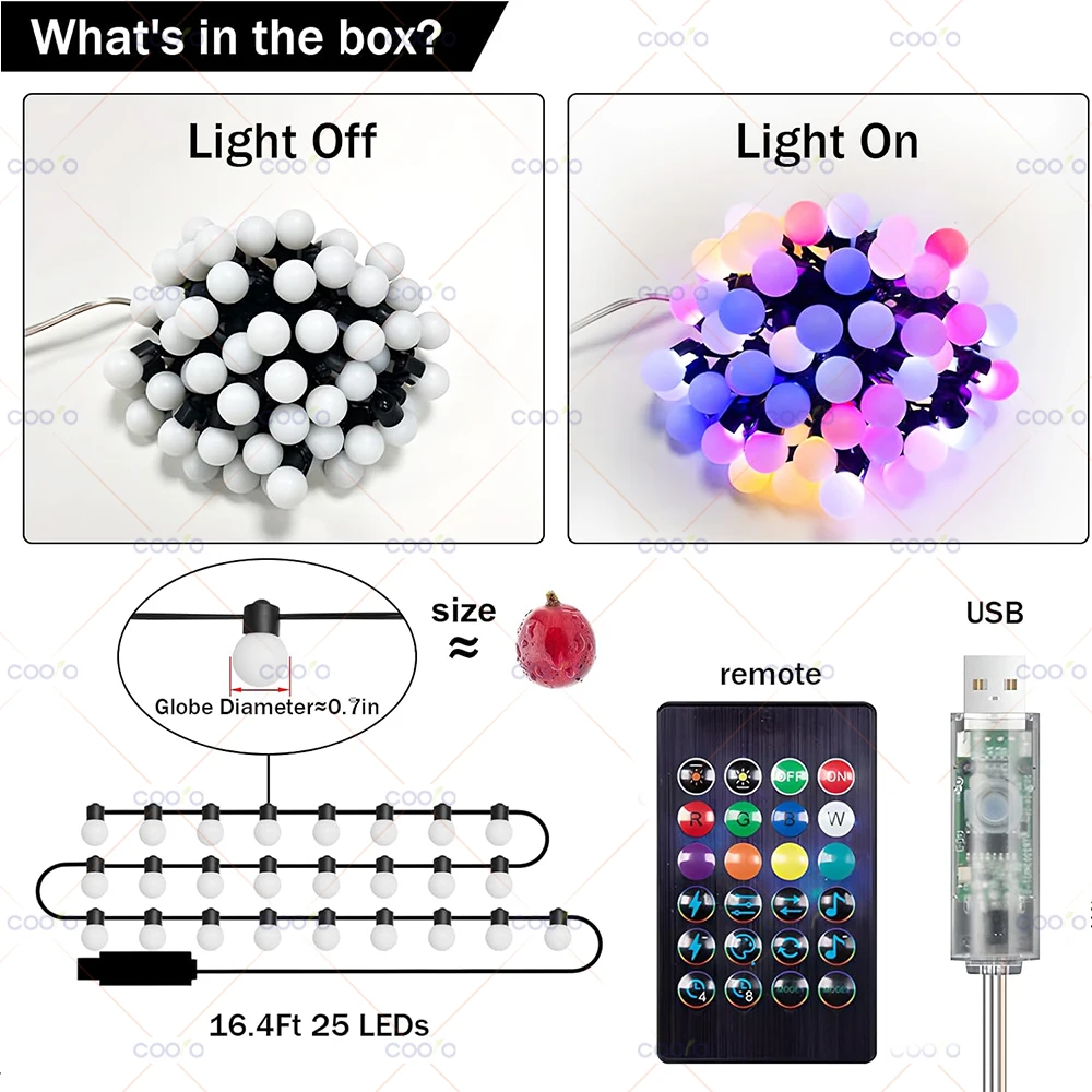 Guirnalda de luces LED RGB WS2812B, 10m, 5m, aplicación IC inteligente, Bluetooth, luces de hadas remotas, Dreamcolor, decoración navideña para fiesta de jardín - imagen 3