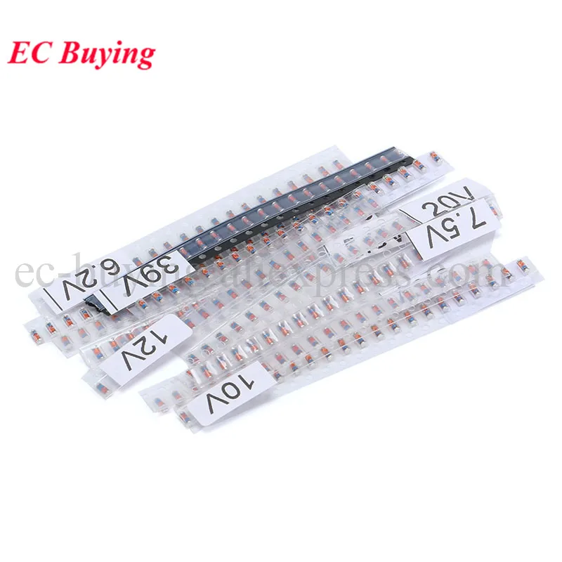 Kit surtido de diodos Zener, 280 UDS-55 Uds., bricolaje, SMD DIP 3V ~ 39V 3V-9.1V 10V ~ 56V 1W LL34 1206 ZMM SM, paquete de componentes electrónicos - imagen 2