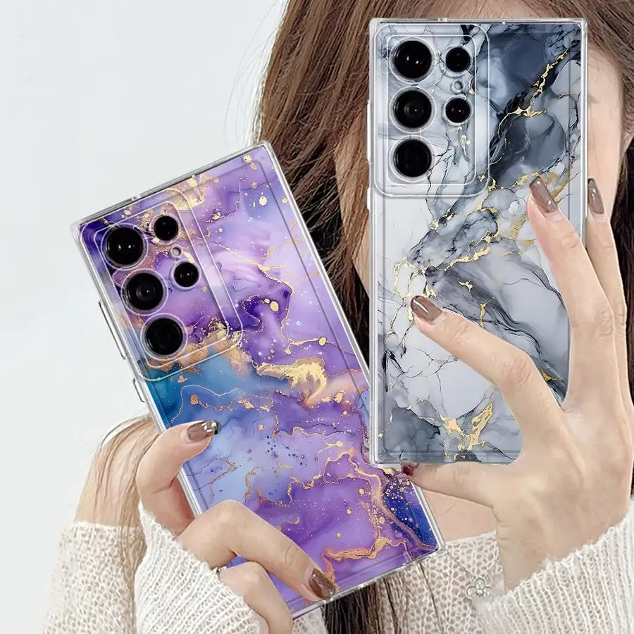 Funda de teléfono de mármol a la moda para Galaxy S20 S21 S22 S23 S24 Plus S21 S22 S23 S24 Ultra S20 S21 S23 FE Note 20 Ultra 10Plus
