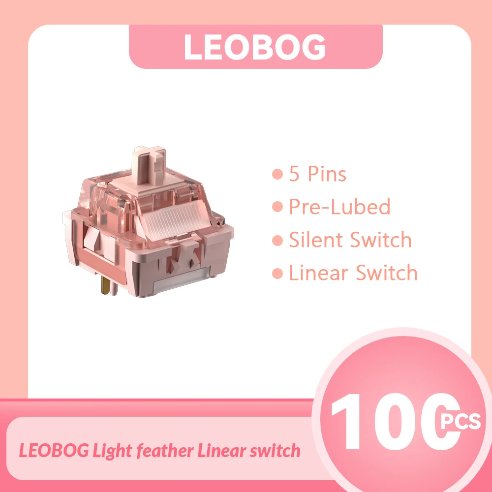 LEOBOG-interruptores silenciosos para teclado mecánico, 100 Uds., interruptores lineales de 5 pines, interruptores MX de algodón de azúcar de bajo ruido personalizados POM prelubricados - imagen 3