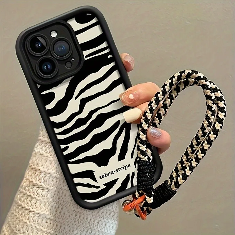 Funda de teléfono con correa colgante con patrón de rayas de lujo para iPhone 17 Pro Max 16 Pro 11 12 13 14 15 17Air X XS XR 7 8 Plus 16E - imagen 2