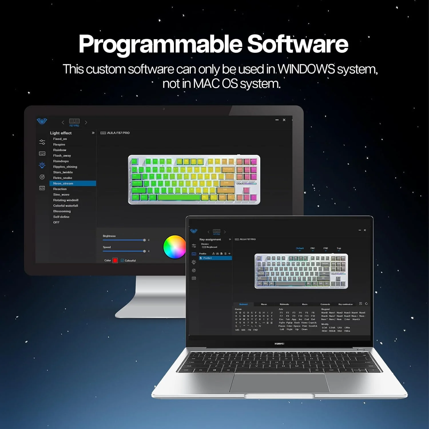 Teclado mecánico AULA F87 Pro, 3 modos, 2,4G/USB/Bluetooth, teclado inalámbrico para juegos de tres modos, teclado con junta RGB Hotswap de 87 teclas - imagen 4