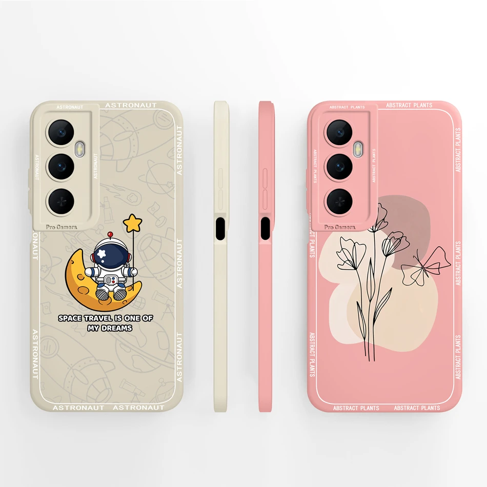 Funda para Realme C65 4G, Funda bonita de astronauta, Protector de cámara de silicona líquida suave para Oppo Realme C 65, carcasa trasera para teléfono