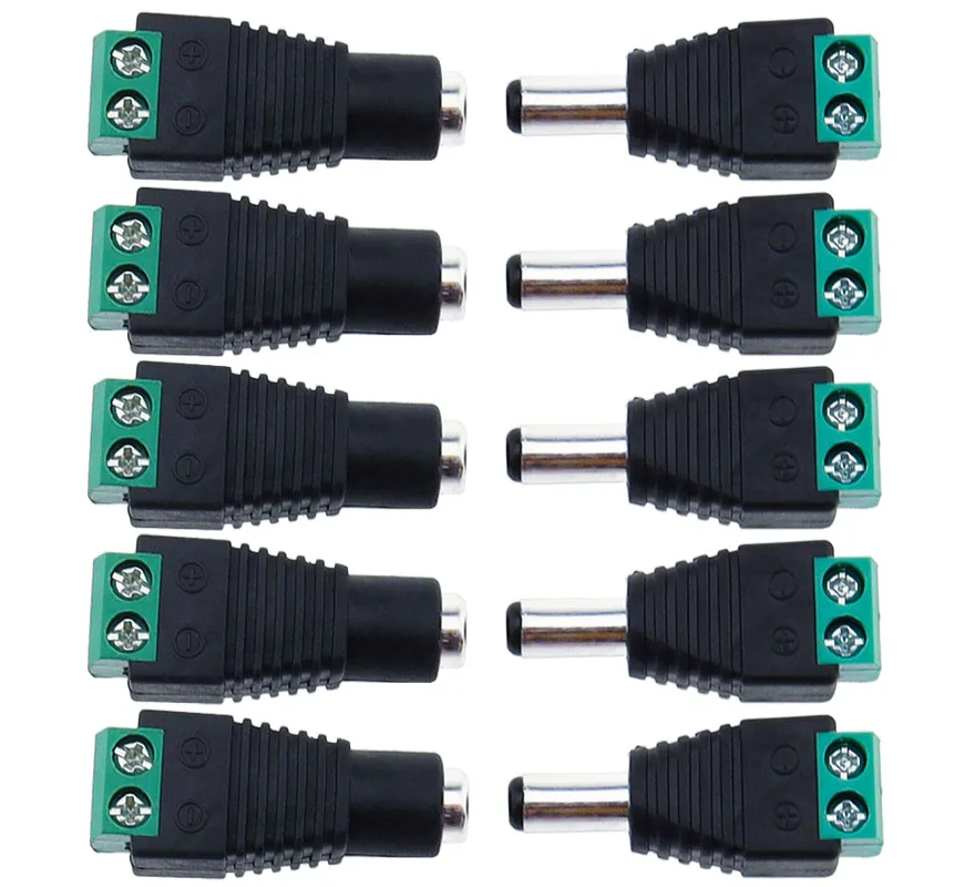 5 pares de conectores macho hembra DC 12V 2,1*5,5mm adaptador de enchufe de alimentación conector de enchufes para tira LED de Color de señal cámara CCTV - imagen 3