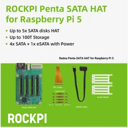 ROCKPI Penta SATA HAT para Raspberry Pi 5 – Almacenamiento