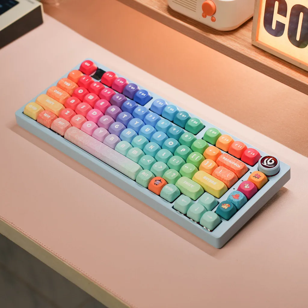 Juego de teclas Rainbow, tapa redonda, perfil MOA, PBT DYE-SUB, 135 teclas para teclado mecánico tipo MX - imagen 4