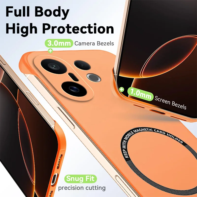 Funda magnética delgada para VIVO X200 FE X200FE 5G V2503, funda de teléfono sin marco, mate, antiarañazos, cubierta dura para PC, armadura sin bordes a prueba de golpes - imagen 4