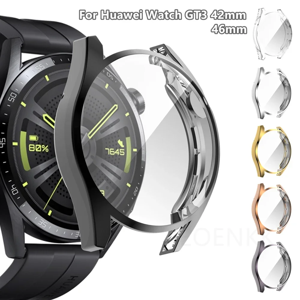 Funda protectora suave para Huawei Watch GT3, Protector de pantalla de 46mm y 42mm, carcasa chapada en silicona para Huawei Watch GT 3/4 41mm