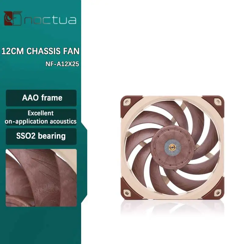 Noctua NF-A12x25 120mm 12v/5v ventilador de refrigeración 3 pines/4 pines PWM radiador silencioso para caja de ordenador refrigeración ventilador enfriador de CPU reemplazar