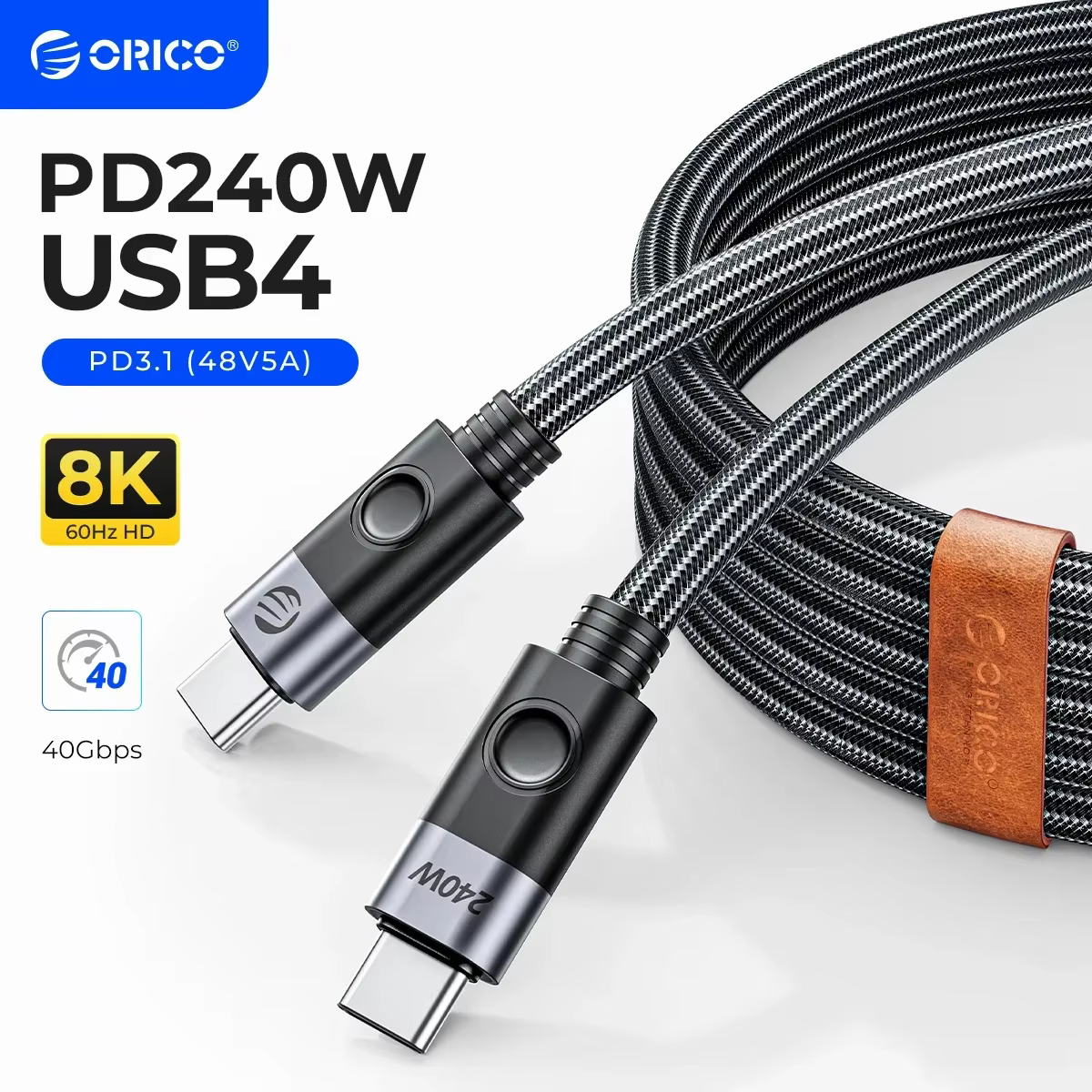 ORICO Cable USB4 240W Carga Rápida Transferencia 40Gbps