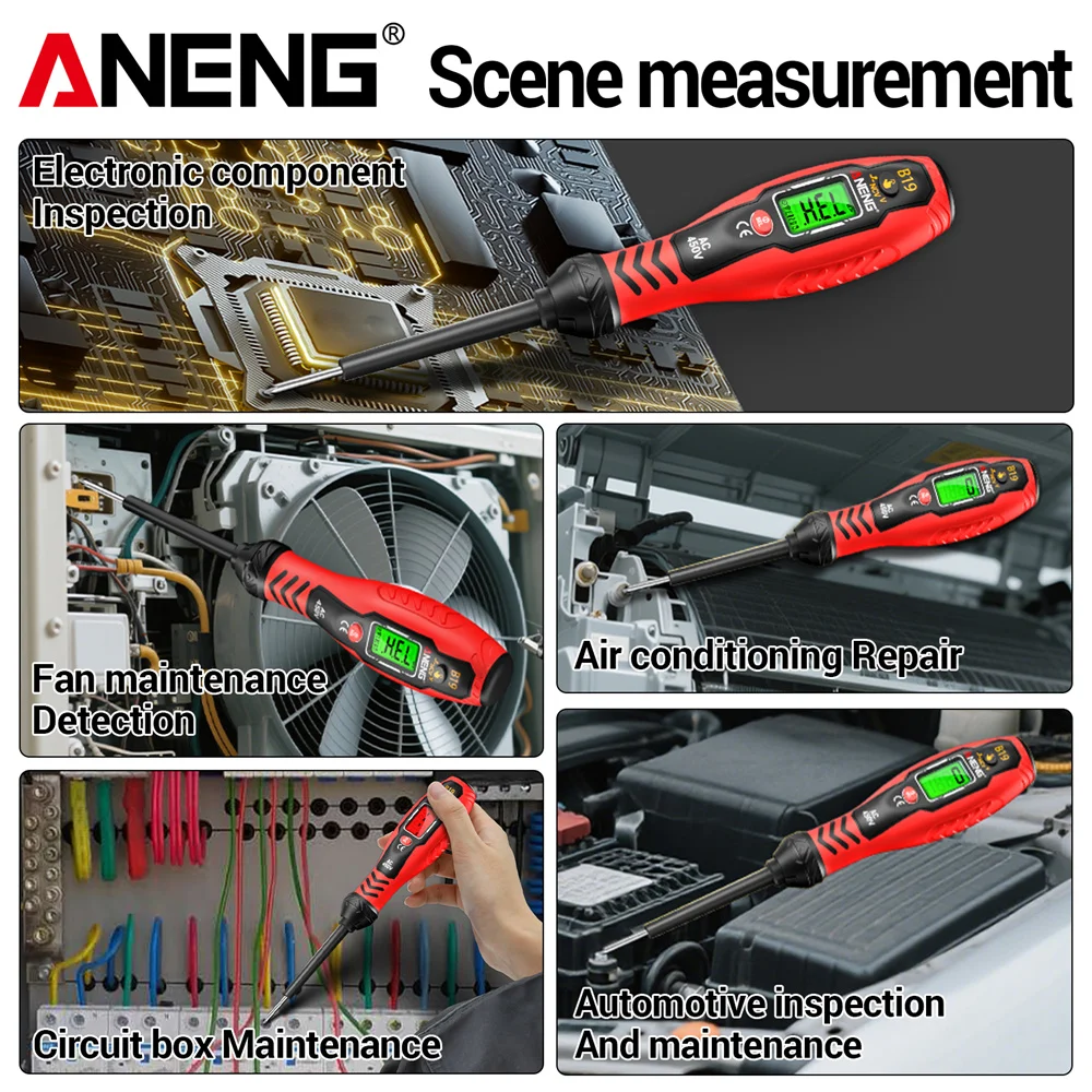 ANENG B19 Pro pluma probadora de voltaje inteligente AC 30-1000V NCV Detector Digital, buscador de punto de interrupción con pantalla LED para herramienta de electricista - imagen 3