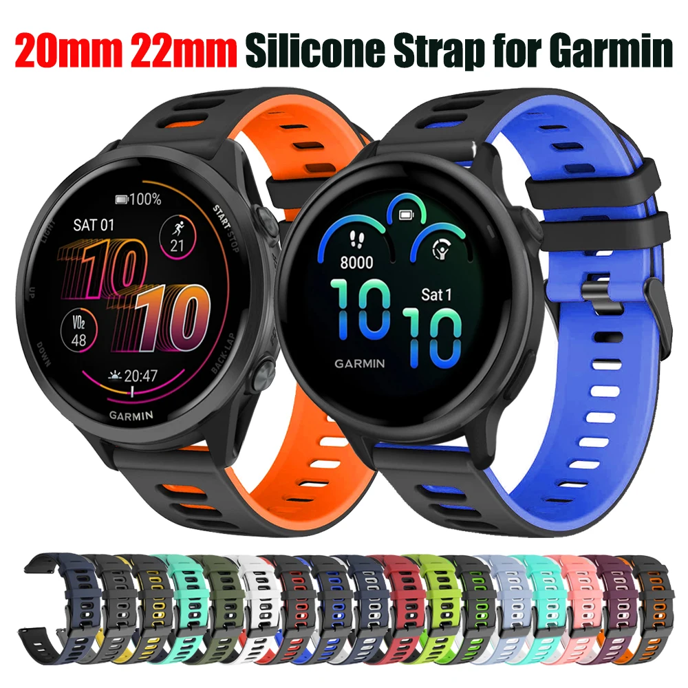 Para Garmin Forerunner 570 42mm 47mm banda 20mm 22mm Correa de silicona Vivoactive 6 5 4 pulsera Correa para Samsung Galaxy Watch 7 6