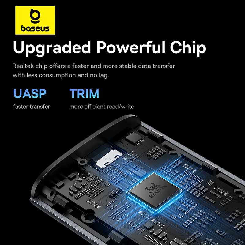 Baseus M2 SSD Case M.2 NVMe SATA más rápido USB C 3,2 Gen 2 10Gbps adaptador de carcasa 8TB expansión de almacenamiento protección de datos SSD Case - imagen 5