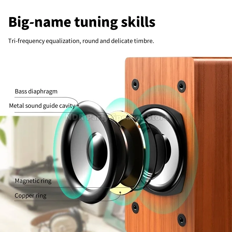 Altavoces Bluetooth de madera, Mini sonido envolvente, USB, altavoz para ordenador, cañón de graves bajos, teléfono, sistema de Audio compacto, caja de sonido estéreo - imagen 4