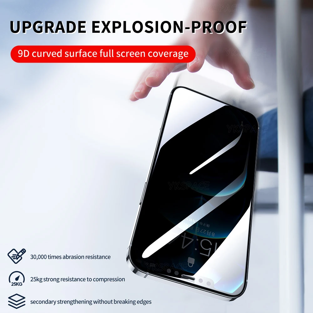 Protector de pantalla de privacidad de 360 grados para iPhone 16 15 14 Plus 13 12 mini 11 Pro X XS MAX XR película de vidrio templado antiespía - imagen 5