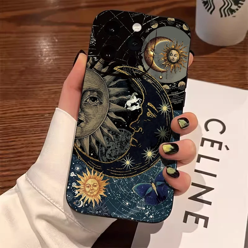 Funda de teléfono con estampado estético de sol y luna para Xiaomi 15T 14T Pro 5G 13T12T Mi 14 11 Lite, funda de silicona suave a prueba de golpes